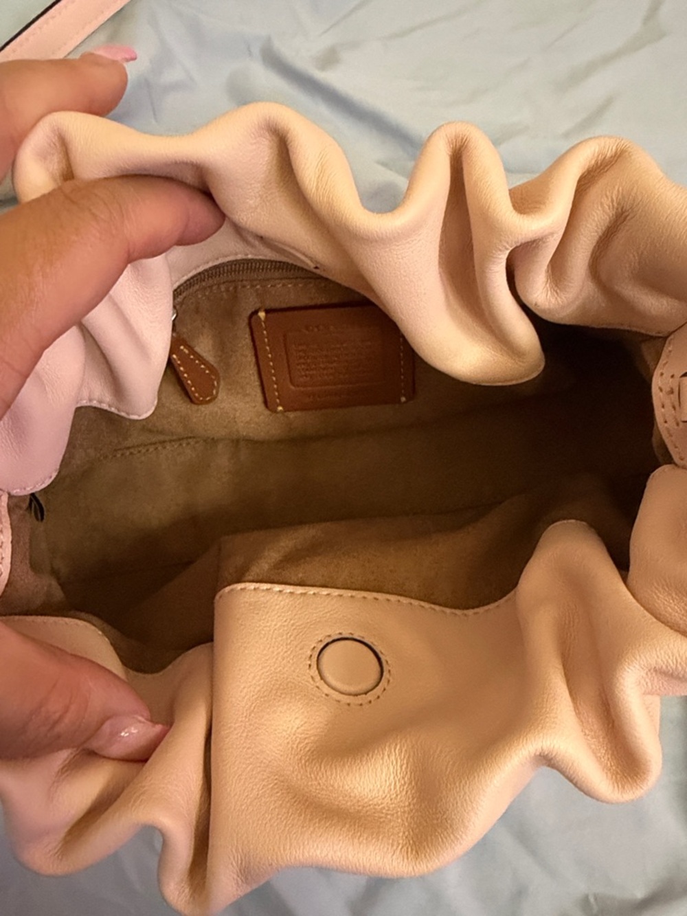 Coach Pebbled Leather Shoulder Bag in Blush Pink - Picture 6 of 7